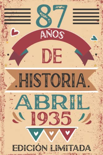 Comprar 87 Años De Historia Abril 1935: 87 años. Libro BlackFriday visitas cuaderno 110 páginas felicitaciones idea regalo regalo Para la esposa novia mujer La madre Rebajas 2024 | regaloscumple.com