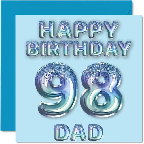 Comprar Tarjeta cumpleaños número 98 para papá globos fiesta con purpurina azul Cumpleaños tarjetas feliz cumpleaños para papá 98 años padre hijo e hija tarjetas felicitación cumpleaños 145 Top Precio 2024 | regaloscumple.com