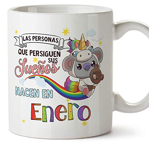 Comprar MUGFFINS Taza Cumpleaños Koala Mes Enero - Detalles Desayuno Feliz Cumpleaños/Aniversario. Cerámica Regalos 350 mL Top Precio 2023 | regaloscumple.com