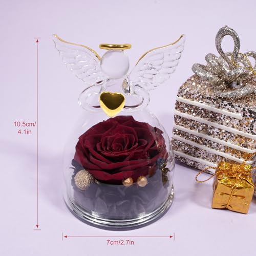 Top Precios Rosa Regalo Preservadas Mujer,Flore con Ángel Cumpleaños Abuela,Regalos Navidad Regalo la