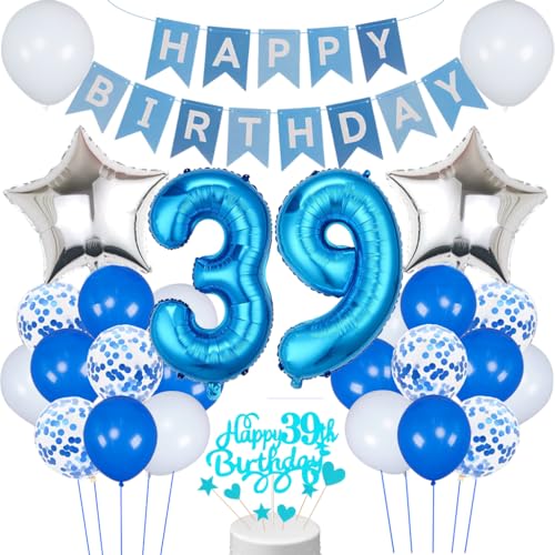 Comprar Conruich Decoración cumpleaños 39 globo 39 cumpleaños para hombre decoración para tartas Cumpleaños color azul decoración para tartas cumpleaños 39 años para hombre 39 años para hombre y mujer Top Precio 2025 | regaloscumple.com