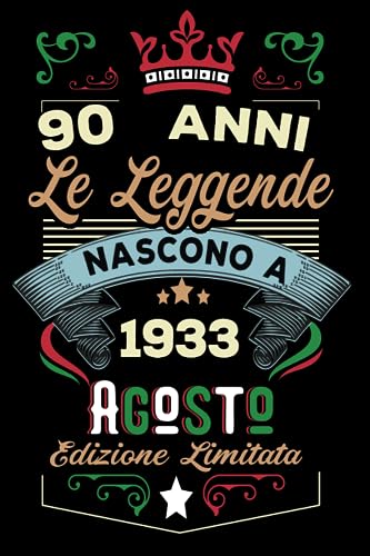 Comprar Le leggende nascono a Agosto 1933: Taccuino - Diario| Regalo di compleanno Agosto 90 per uomini donne ragazze BlackFriday ragazzi Compleanno 1933 Personalizzato Ofertas 2024 | regaloscumple.com