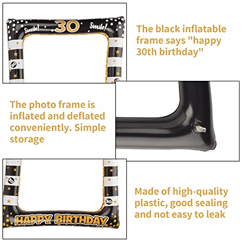 Mejores precios AIBAOBAO 30 Cumpleaños Photo Booth Props, 35 Piezas Kit + 1 Marco Photocall Atrezzo Selfie Inflable para Decoración de Fiesta DIY, Fotocall, Accesorios Cabina Foto