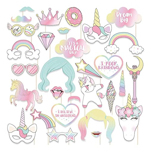 Comprar SCJJZ photocall cumpleaños photocall Juego 30 piezas accesorios decoración Ideas para regalar fotos divertidas para fiestas cumpleaños infantiles con tema unicornio Ofertas 2025 | regaloscumple.com