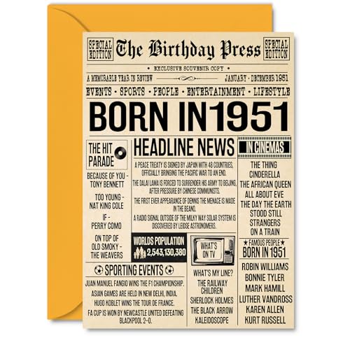 Comprar Stuff4 Tarjetas cumpleaños 73 para mujeres y hombres periódico nacido en 1951 Catálogo tarjeta feliz 73 cumpleaños para abuela abuelo abuela abuelo abuela vintage retro en Rebajas 2024 | regaloscumple.com