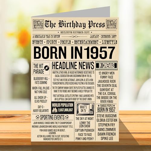 Top Precios Stuff4 Tarjetas   cumpleaños 67 para mujeres y hombres  periódico nacido en 1957  tarjeta   feliz cumpleaños 67 para abuela  abuelo  abuela  abuela  abuelo  abuela  vintage  r