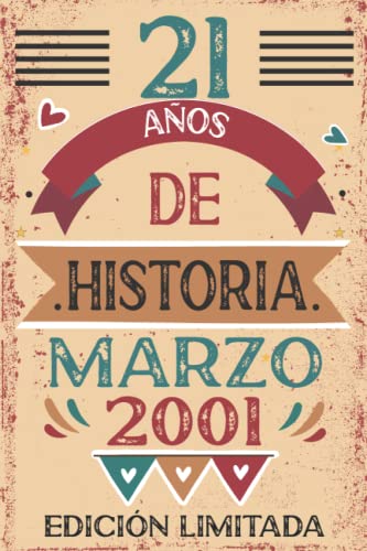 Consigue ahora 21 Años De Historia Marzo 2001: Cumpleaños 21 años. Libro visitas cuaderno 110 páginas felicitaciones idea regalo regalo Para la esposa novia mujer La madre Rebajas 2025 | regaloscumple.com