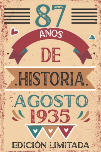 Consigue ahora 87 Años De Historia Agosto 1935: 87 años. Libro Promoción visitas cuaderno 110 páginas felicitaciones idea regalo regalo Para la esposa novia mujer La madre Rebajas 2024 | regaloscumple.com