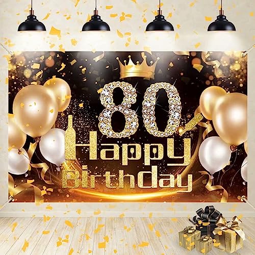 Consigue ahora Banydoll 80 Años Decoración Cumpleaños 80 Años Decoración Fiesta Cumpleaños Oro Negro Photocall 80 Cumpleaños Poster para Hombre Mujer 80 Cumpleaños Top BlackFriday Precio 2024 | regaloscumple.com