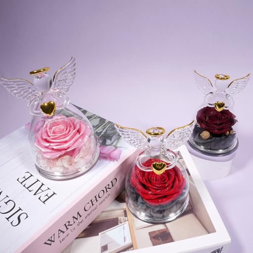Top Precios Mama,Flores Preservadas Regalo Mujer,Flore Eterna con Figura Ángel Regalo Cumpleaños Mujer,Regalo