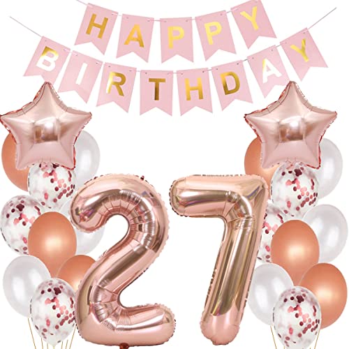 Comprar Decoración globos 27 cumpleaños Rosa Oro globo 27 años BlackFriday cumpleaños Mujer globos 27 Años Decoracion Cumpleaños Mujer decoracion cumpleaños 27 años Mujer Globos 27 Años Cumpleaños Mujer Rosa Oro Ofertas 2023 | regaloscumple.com