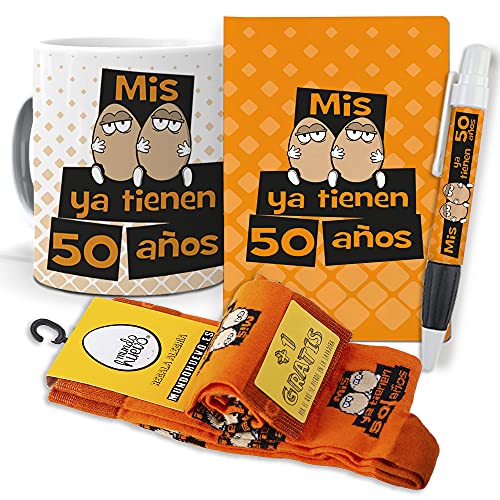 Comprar Mundohuevo Super Regalo Personalizado para 50 cumpleaños Hombre. Mis Huevos ya Tienen 50 años. Taza libreta boli y Trio Promoción Calcetines Top Precio 2024 | regaloscumple.com