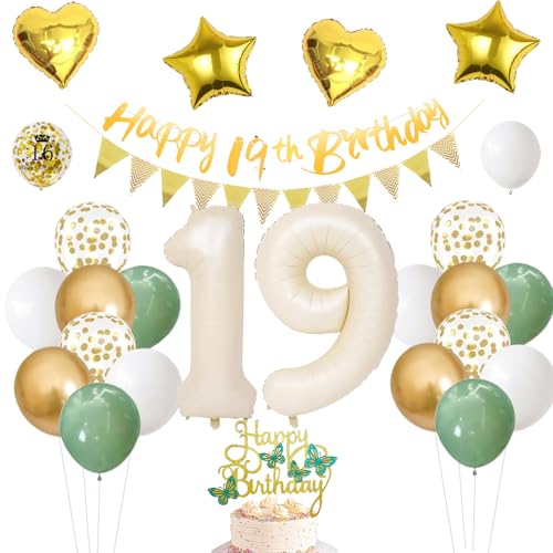 Oferta UDRKFOPK 19 cumpleaños verde, 19 decoración años globos 19 niña mujer fiesta