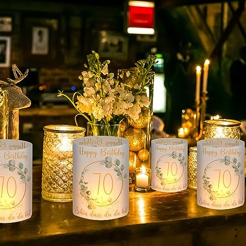 Ofertas BOYATONG 12 portavelas para 70 cumpleaños, mujer y hombre, años, decoración de mesa cumpleaños feliz, regalos adecuado velas té o
