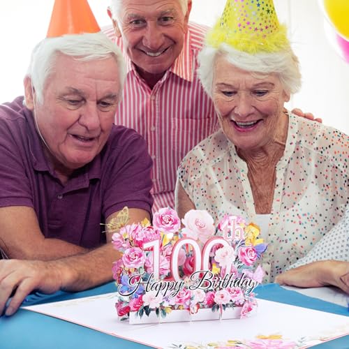 Comprar en Amazon Ghope 100 Tarjeta de cumpleaños 3D desplegable para 100 aniversario