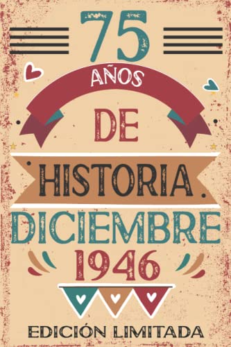 Consigue ahora 75 Años De Historia Diciembre 1946: 75 años. Libro visitas Catálogo cuaderno 110 páginas felicitaciones idea regalo regalo Para la esposa novia mujer La madre Ofertas 2024 | regaloscumple.com
