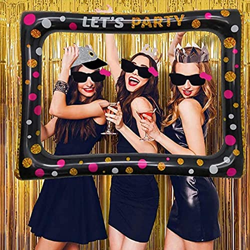 Dónde comprar en España Marcos Photocall Inflable con 30 Piezas Photo Booth Props Party  Accesorios   Cabina   Fotos   Oro Negro  DIY Photo Booth Props  Cumpleaños Photo Booth Props  Accesorios para Fotos