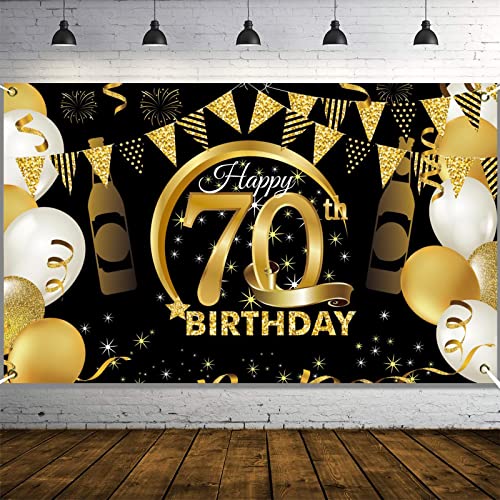 Comprar 70 Años Decoración Fiesta Cumpleaños Cumpleaños70 Años Fondo Cumpleaños Oro Negro 70 Años Banner Fondo Feliz Cumpleaños Póster Tela Cartel Extra Grande Ofertas 2024 | regaloscumple.com