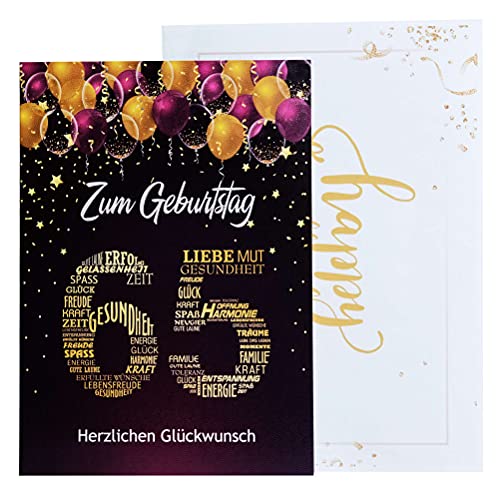 Dónde comprar en España Tarjeta de cumpleaños A5 con número 65 y felicitaciones, color rosa lila