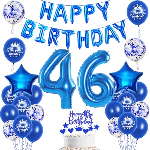 Comprar Globos 46 Ideas para regalar cumpleaños decoración hombre azul feliz cumpleaños 46 cumpleaños fiesta decoración juego 46 cumpleaños decoración para hombre 46 años Ofertas 2025 | regaloscumple.com
