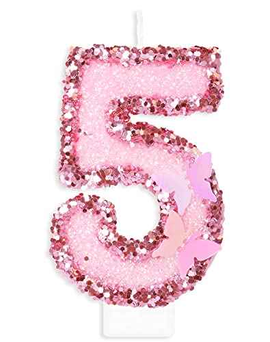 Consigue ahora Velas cumpleaños Navidad mariposa número 5 vela rosa número 5 vela cumpleaños para pastel vela feliz 5 cumpleaños velas números brillantes hechas a mano Ofertas 2024 | regaloscumple.com