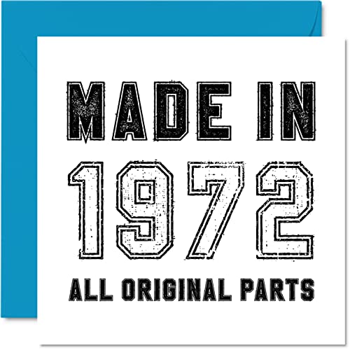 Comprar Tarjeta felicitación 50 cumpleaños hombres mujeres mujeres Navidad – hecha en 1972 todas las piezas originales – divertida tarjeta felicitación 50 años papá mamá hermano hermana 145 mm x 145 mm Rebajas 2023 | regaloscumple.com