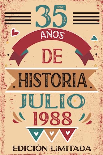 Comprar 35 Años De Historia Julio 1988: Libro visitas cuaderno 110 páginas felicitaciones idea regalo Regalos regalo Para la esposa novia mujer La madre Ofertas 2025 | regaloscumple.com