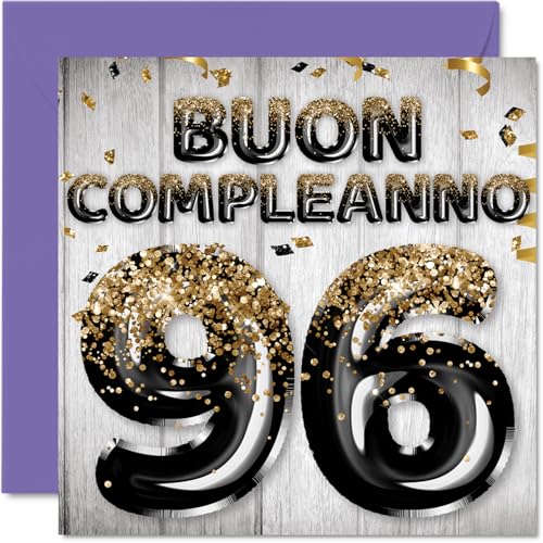 Comprar Tarjeta cumpleaños número 96 para hombres Navidad globos con purpurina dorada negra tarjetas feliz cumpleaños número 96 para hombre papá abuelo 96 años 145 mm noventa y seis noventa y seis cumpleaños Ofertas 2024 | regaloscumple.com