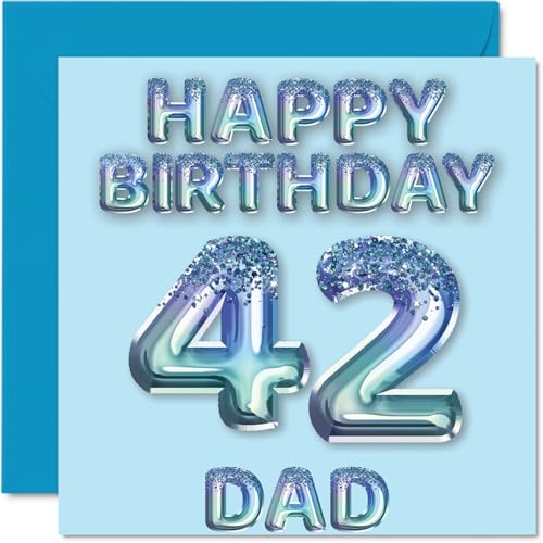 Comprar Tarjeta cumpleaños número 42 para papá globos fiesta con purpurina azul tarjetas feliz cumpleaños para papá 42 años padre hijo e hija tarjetas felicitación cumpleaños Cumpleaños 145 Rebajas 2024 | regaloscumple.com