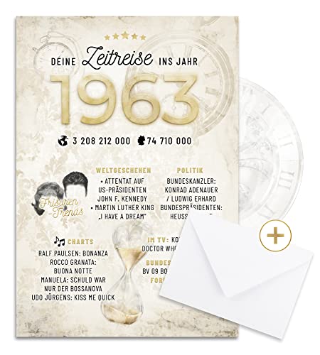 Consigue ahora KOKO&LORA® Tarjeta cumpleaños XL para 61º cumpleaños viaje en el tiempo Regalos al año 1963 Top Precio 2024 | regaloscumple.com