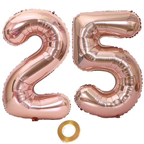 Consigue ahora Globos número 25 oro rosa número 25 25 globos Regalos aluminio oro rosa 25 globos decorativos para mujeres 32 pulgadas gran número 25 gigantes Ofertas 2025 | regaloscumple.com