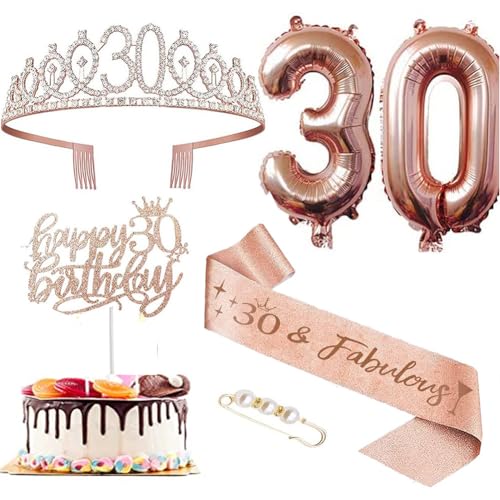 Consigue ahora 30 Años Corona Banda Cumpleaños Banda Tiara Corona y Faja Oro Rosa Cinturón Cumpleaños Corona Ideas para regalar Diamantes Globos Velas Cake Topper per Torta di Compleanno 30 Regalo Cumpleaños Decoración Top Precio 2024 | regaloscumple.com
