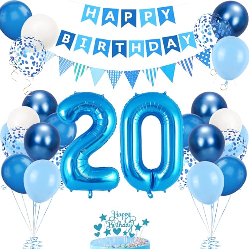 Comprar Decoracion Cumpleaños 20 Años Azul Globos Cumpleaños 20 Años para Hombre Globos 20 Cumpleaños Globos Cumpleaños BlackFriday 20 Años Decoracion 20 Años Cumpleaños para Hombres Mujeres Decoración Fiesta Top Precio 2024 | regaloscumple.com