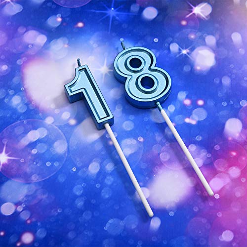 Ofertas en regaloscumple.com Velas de Cumpleaños 18 Numeros Pastel Topper Decoración Feliz para Boda Aniversario Celebración (Azul)