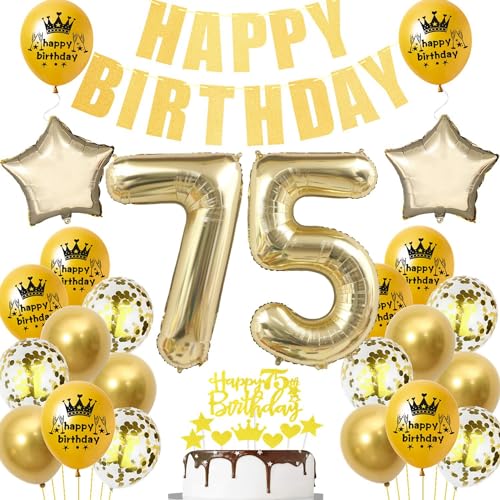 Comprar Dorada Navidad 75 Años Decoracion Cumpleaños hombre mujer Globos 75 cumpleaños dorado Decoracion fiesta 75 cumpleaños hombre Cumpleaño 75 Años Decoracione mujer dorada Globos Cumpleãnos 75 Años dorados Rebajas 2024 | regaloscumple.com