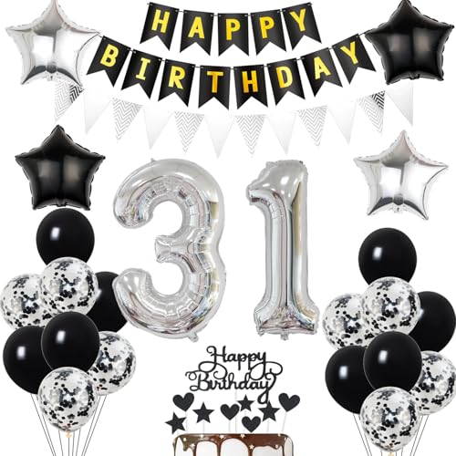 Oferta Globos cumpleaños Mujer Negros Años Cumpleaños topper cumpleaños años Cumpleaños años Mujer 31 hombre