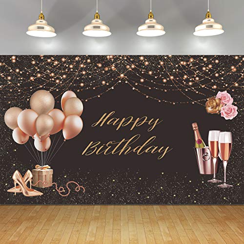 Comprar Banner telón Fondo Feliz cumpleaños para Mujeres y Catálogo niñas Cartel Tela Rosa Dorado Rosa para 16 18 30 40 50 60 70 Fiesta cumpleaños fotomatón Fondo Banner Top Precio 2025 | regaloscumple.com