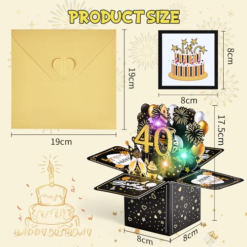 Mejores precios Joyoldelf Tarjeta Felicitacion Cumpleaños 40 Años- Tarjetas   Cumpleaños Musicales Pop Up Original  Tarjeta Cumpleaños 3D  Regalo Aniversario Divertidos Para Hombre Mujer Amigo Novio Novia Padre