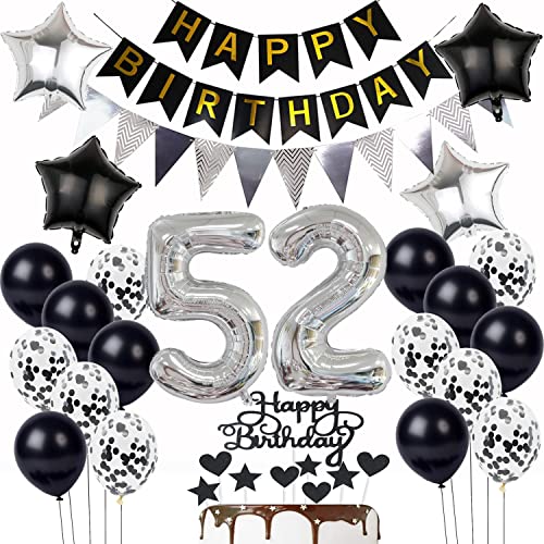 Oferta Globos cumpleaños Mujer Negros Años Cumpleaños topper cumpleaños años Cumpleaños años Mujer 52 hombre