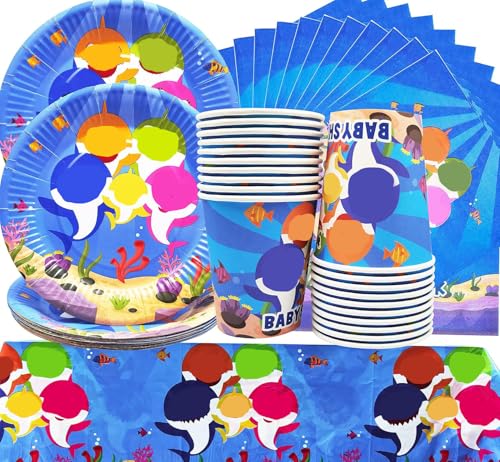 Consigue ahora 61 Piezas Vajilla Fiesta Tiburón Conjunto Suministros Fiesta Tiburón Incluye Platos Fiesta Tiburón Servilleta Tazas Manteles Decoración Fiesta Cumpleaños Regalos Tiburón Ofertas 2024 | regaloscumple.com
