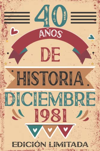 Comprar 40 Años De Historia Diciembre 1981: 40 años. Libro visitas cuaderno 110 Catálogo páginas felicitaciones idea regalo regalo Para la esposa novia mujer La madre Rebajas 2025 | regaloscumple.com