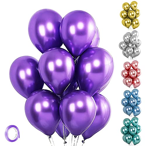 Consigue ahora Globos metálicos 20 unidades 12 pulgadas Regalos grosor cromados metálicos y morados globos brillantes helio para cumpleaños baby shower boda aniversario festival carnaval fiestas (morado) Rebajas 2025 | regaloscumple.com