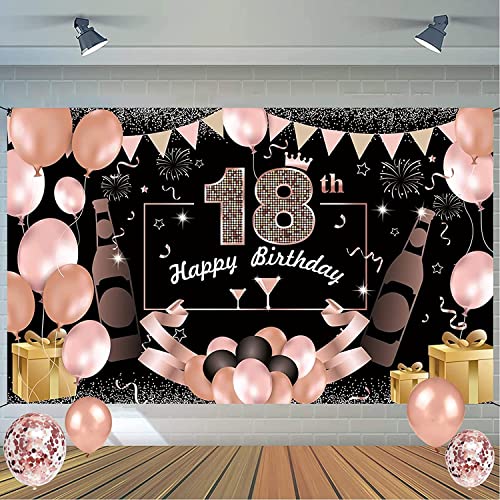 Comprar JBJXNXH 18 Años Decoración Fiesta Cumpleaños 18 Años Fondo Cumpleaños Oro Rosa 18 Años Banner Fondo Feliz Cumpleaños Póster Tela Ideas para regalar Cartel Extra Grande 20 Pcs Globos Cumpleaños Top Precio 2024 | regaloscumple.com