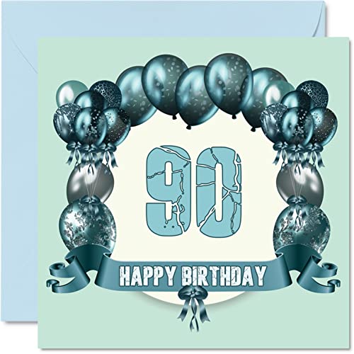 Consigue ahora Divertidas tarjetas cumpleaños 90 para hombres globos Promoción cumpleaños tarjetas felicitación 145 mmx145 mm tarjeta felicitación 90 cumpleaños Rebajas 2024 | regaloscumple.com