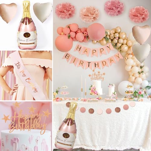 Oferta Flash Decoraciones   Cumpleaños Niña  Rosa Beige Globos   Cumpleaños  Cumpleaños para Fiesta  Guirnalda y Globos para Mujeres  Mujeres y Niñas Fiesta   Primer Cumpleaños