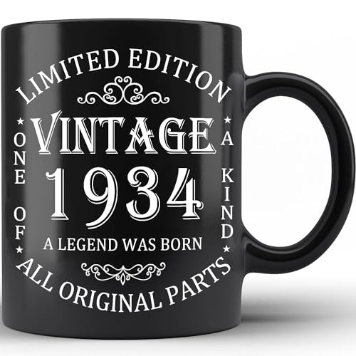 Consigue ahora Taza café vintage 1934 para hombres y mujeres regalo 90 cumpleaños para hombres y mujeres 90 años BlackFriday taza cumpleaños 90 regalos divertidos cumpleaños para mamá papá abuela abuelo Rebajas 2024 | regaloscumple.com