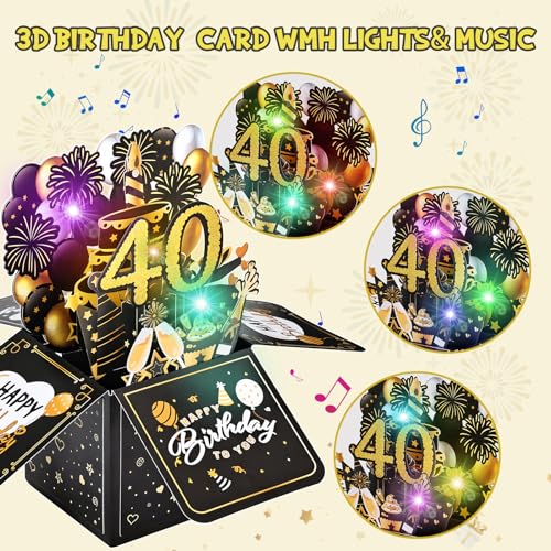 Ofertas en regaloscumple.com Joyoldelf Tarjeta Felicitacion Cumpleaños 40 Años- Tarjetas de Musicales Pop Up Original, 3D, Regalo Aniversario Divertidos Para Hombre Mujer Amigo Novio Novia Padre