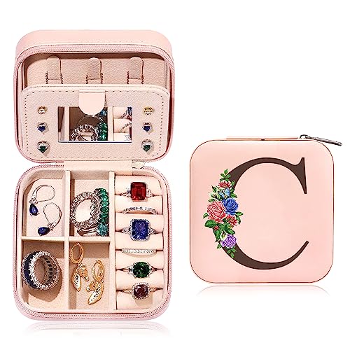 Consigue ahora BlackFriday Tarklanda Joyero con Nombre Inicial C joyero Pequeña Portátil Joyero Viaje con Espejo Mini Joyero Personalizado Organizador Joyas para Mujer Niña Regalo Cumpleaños Rosado Ofertas 2024 | regaloscumple.com