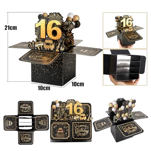 Dónde comprar en España BOFUNX Tarjeta de Felicitación Cumpleaños 16 Años Pop Up 3D Emergente Regalo Original Creativo para Feliz a Familias Amigos