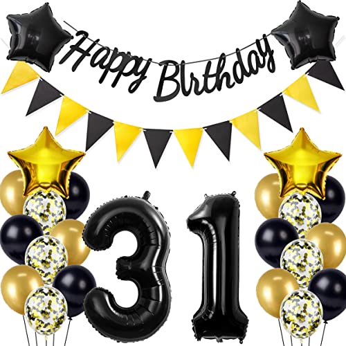 Consigue ahora Globos aire negro/dorado 31 cumpleaños decoración para hombre mujer decoración cumpleaños 31 años hombre Cumpleaños mujer Top Precio 2025 | regaloscumple.com